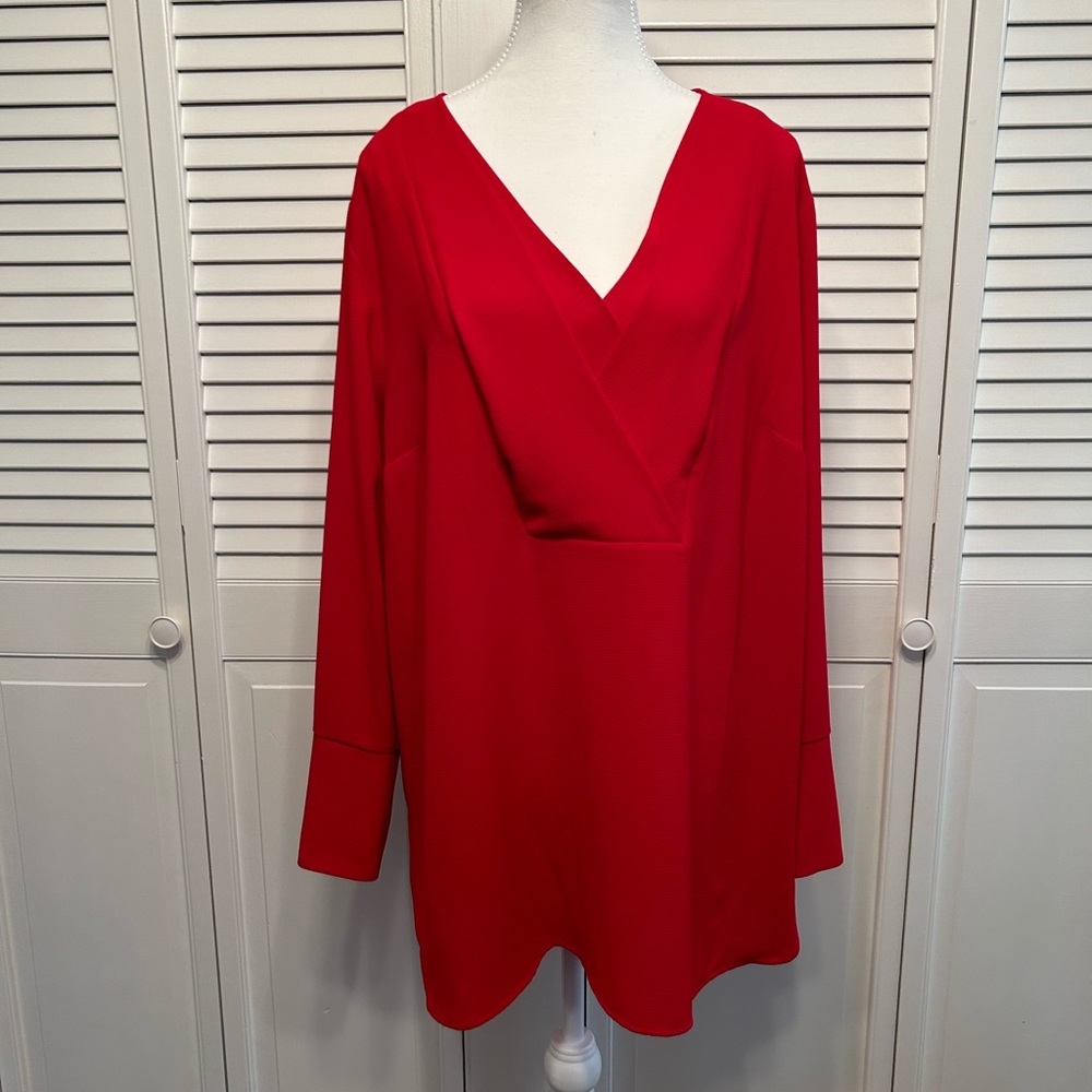 Vince Camuto Beautiful Red V-Neck Blouse 1X